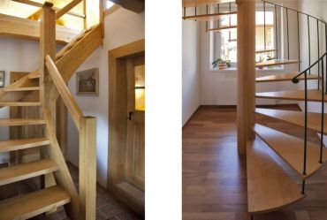dřevěné točité schodiště